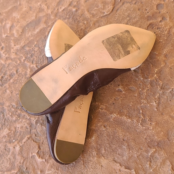 Facade Mulberry Wingtip Vintage Spectator Scrunchy Leather Ballet Flats 6.5 - Picture 9 of 10